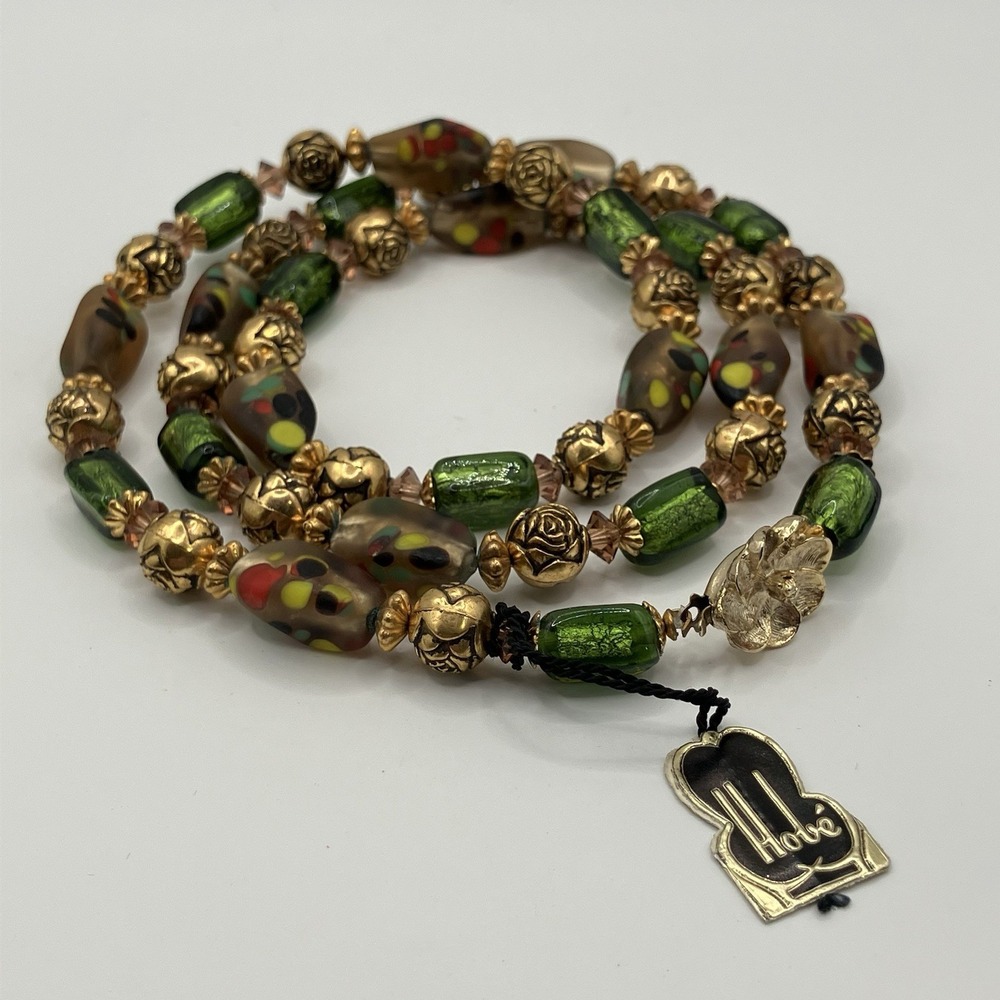 Vintage Jewels of Legendary Splendor Hobe Necklace Glass / Molded Rose Beads